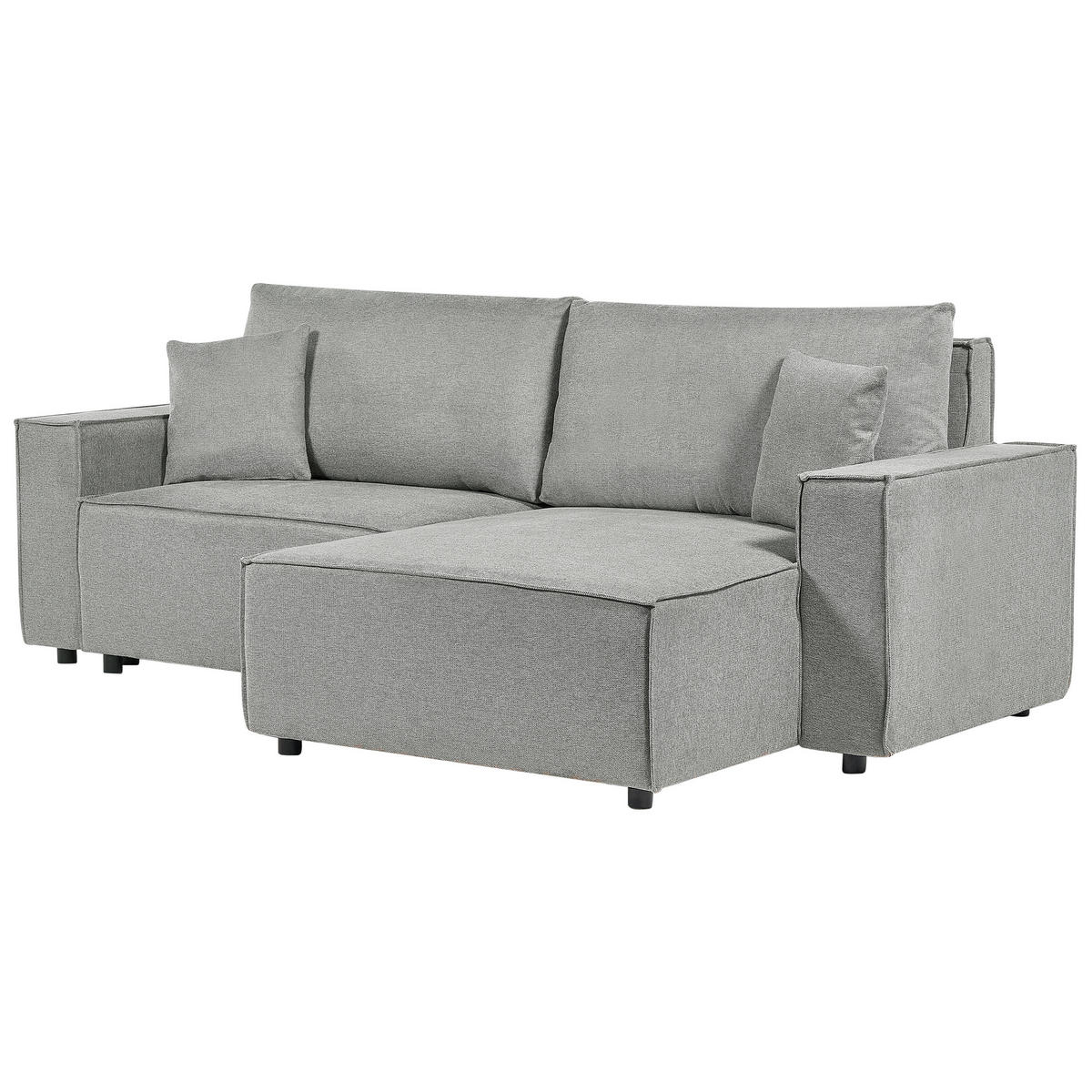 3-SITZER-ECKSOFA grau rechtsseitig mit Schlaffunktion Stauraum Karila - Grau, Textil (250/150cm) - Beliani