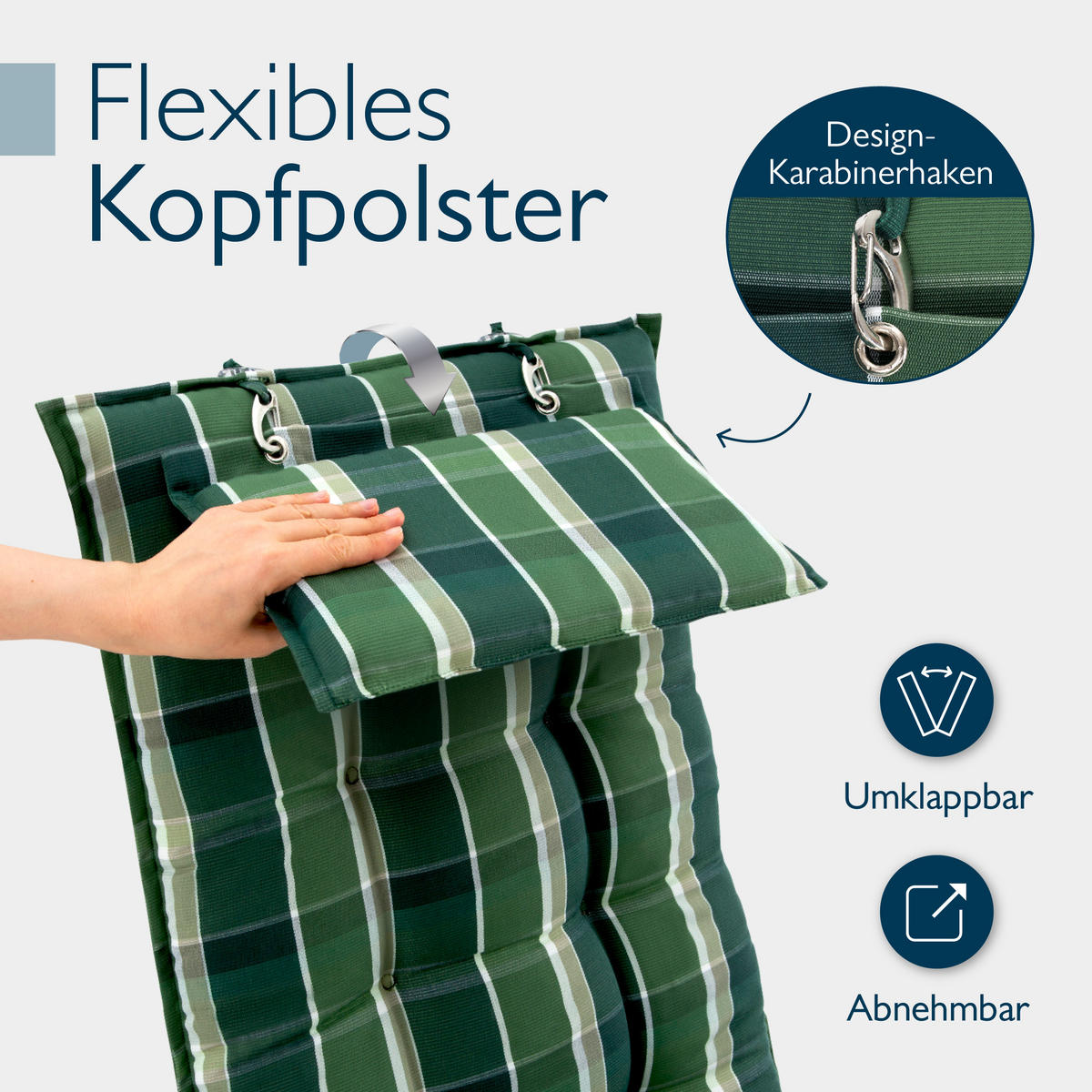 HOCHLEHNER Sun-HL 119x50x8cm Grün-Kariert (5tlg) - Dunkelgrün, Textil (50/120cm) - Beautissu 