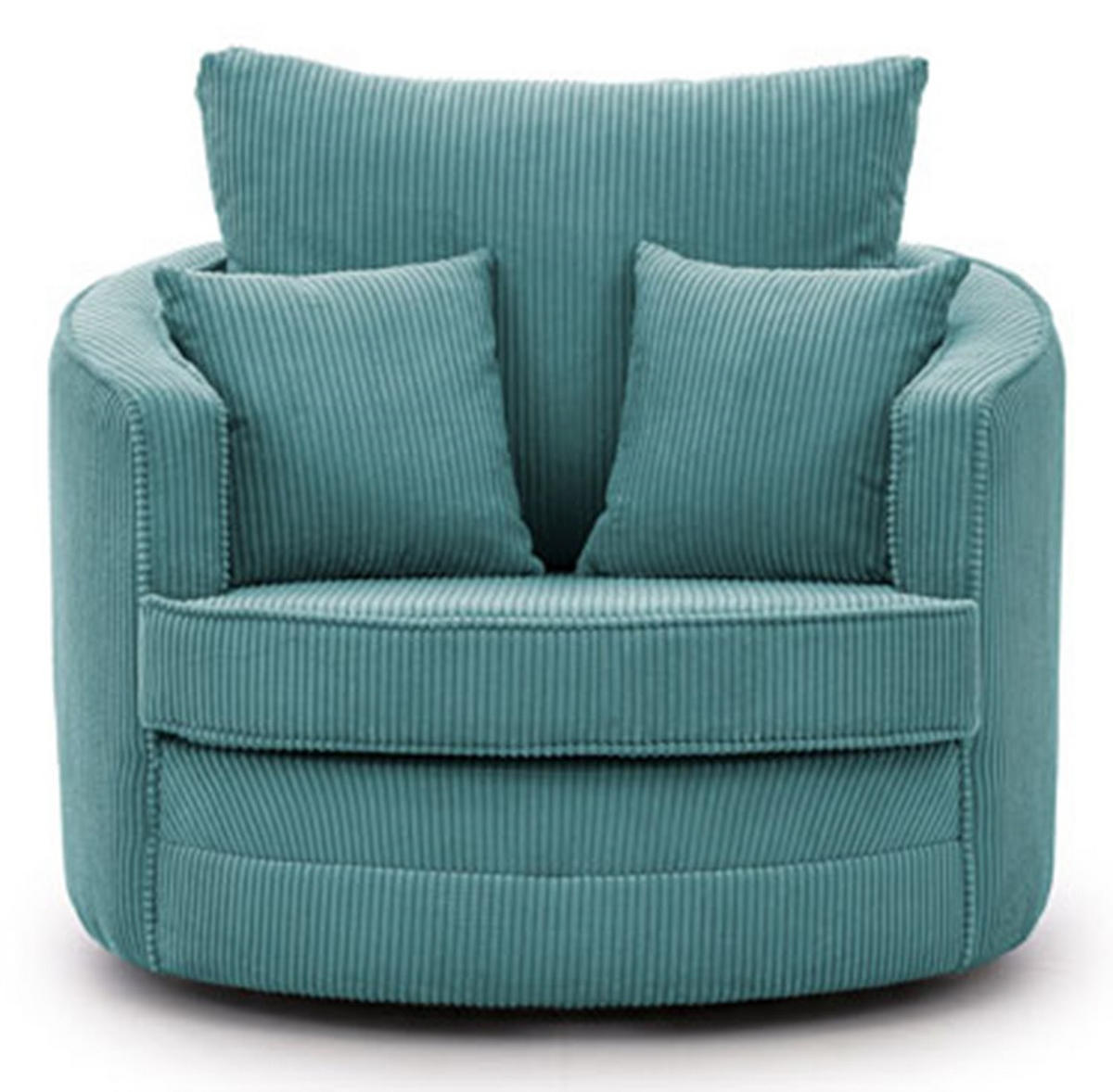 DREHSESSEL Ted aus Türkis Cord-Stoff - Türkis/Schwarz, Holz/Textil (107/94/100cm) - S-Style Möbel