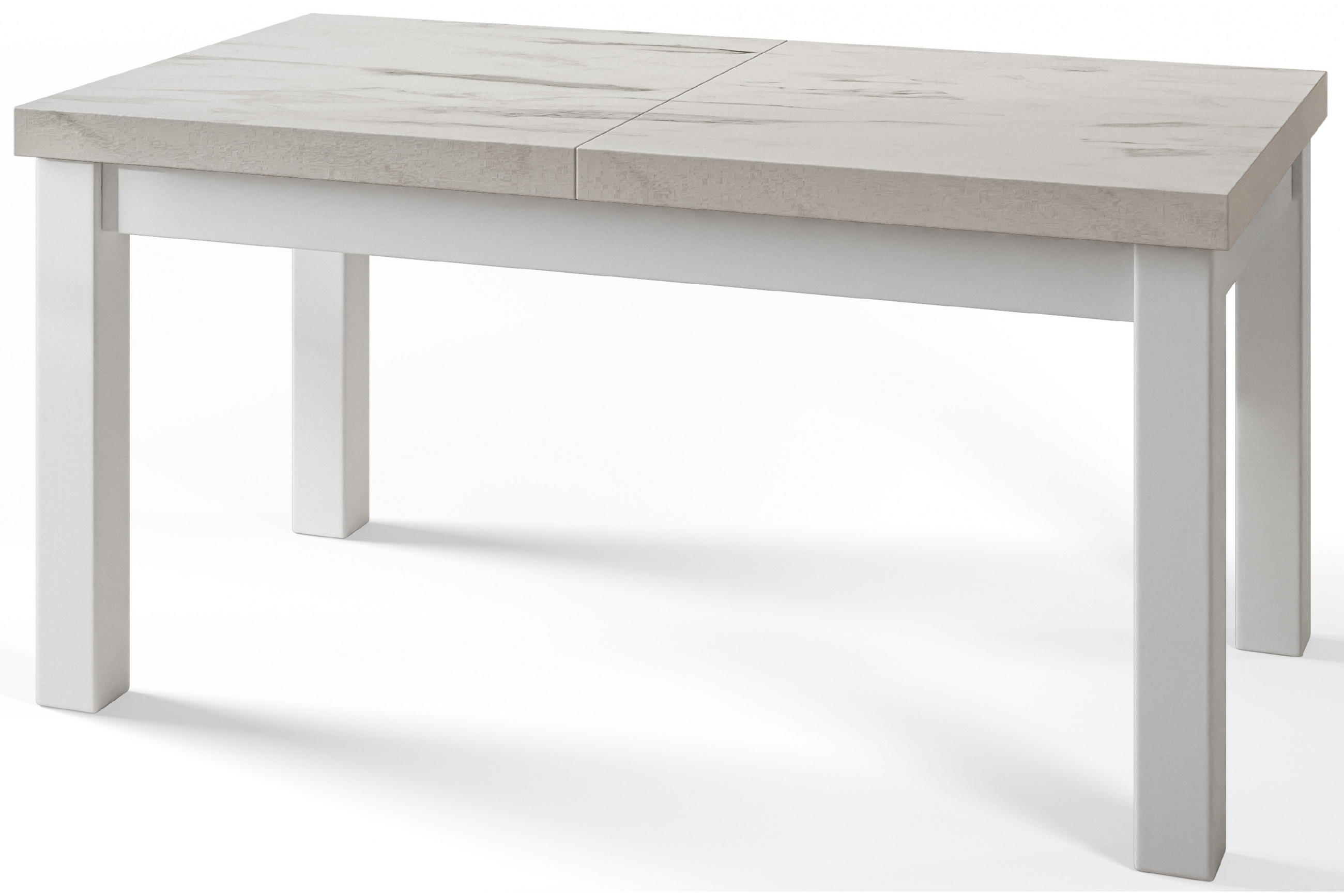 ESSZIMMERTISCH CLASSIC, ausziehbarer Tisch 160-210X90X78 cm, Farbe: MARMUR, mit Holzbeinen in Farbe Weiß - Hellgrau/Weiß, Holzwerkstoff (160/90/78cm) - Alpi-Möbel