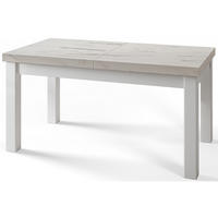 ESSZIMMERTISCH CLASSIC, ausziehbarer Tisch 160-210X90X78 cm, Farbe: MARMUR, mit Holzbeinen in Farbe Weiß - Hellgrau/Weiß, Holzwerkstoff (160/90/78cm) - Alpi-Möbel
