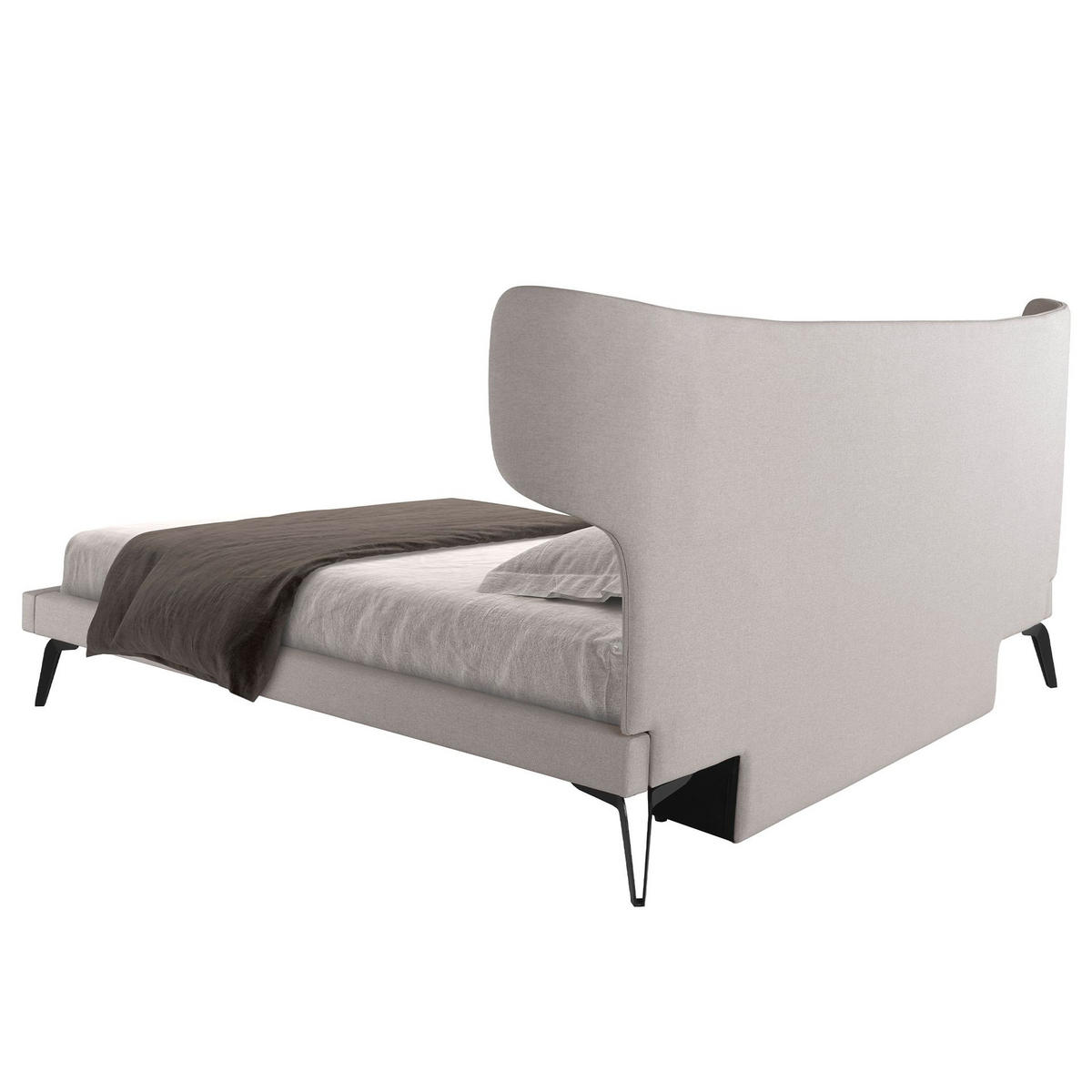 BETT Hellgraues Stoffbett 233/213/112 cm - Schwarz/Grau, Textil (180/200cm) - ANGEL CERDA