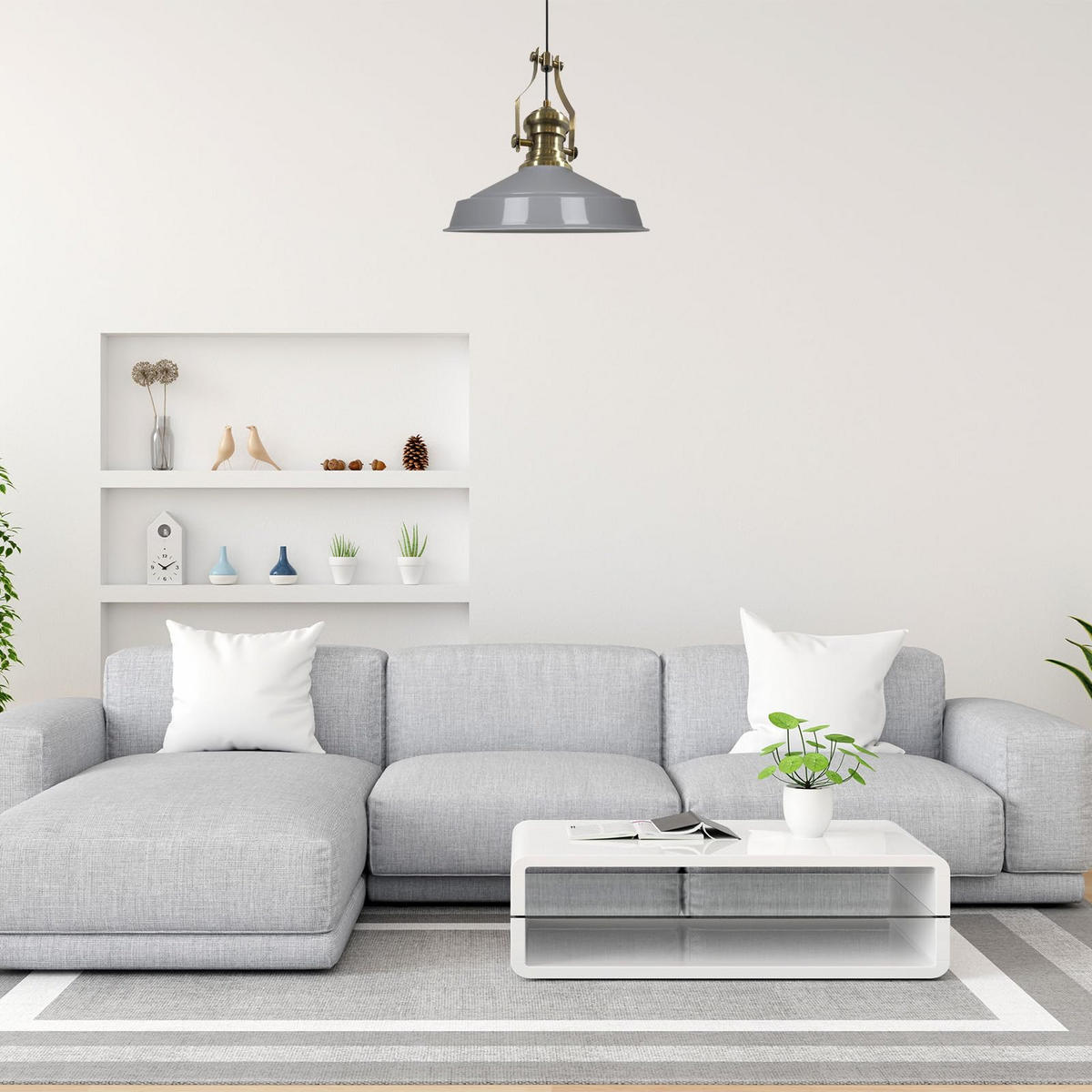 HÄNGELAMPE Neo-Asletl 40/39 cm - Grau, Metall (39/40/39cm) - Bamyum