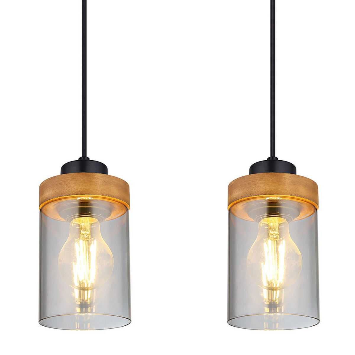 HÄNGELEUCHTE FINCA Metall Grau - Grau, Holz (82/10/150cm) - Globo Lighting