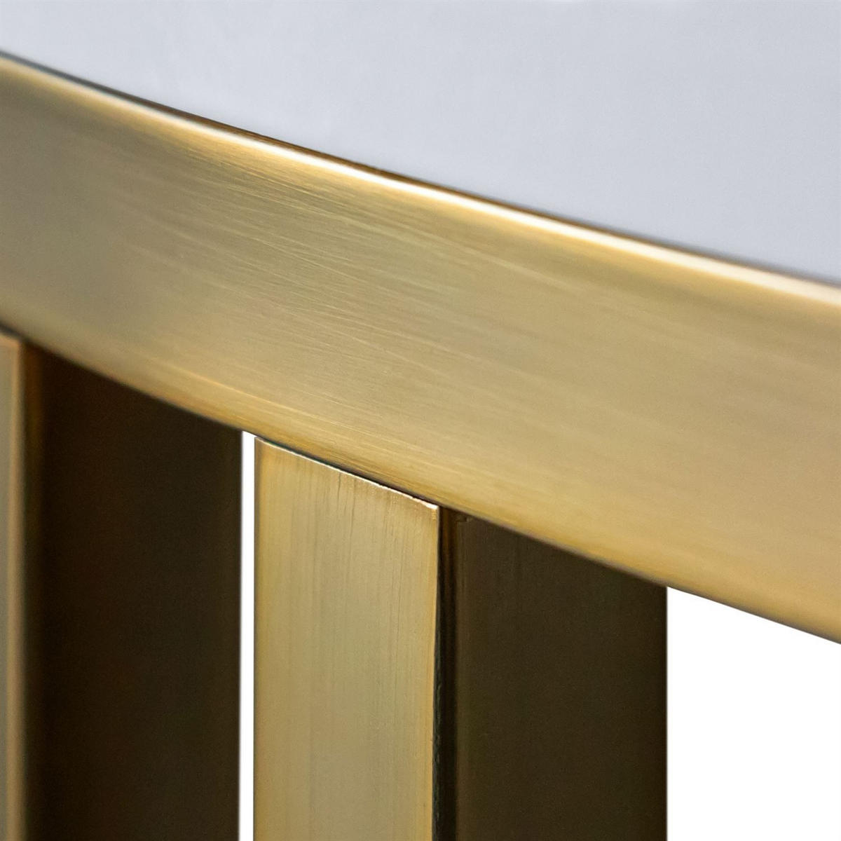 COUCHTISCH mit Hocker LORI Hochglanz gebürstetes Gold/weißer Glanz/Perfect Harmony 82 - Schwarz, Metall (70/70/49cm) - Lookway