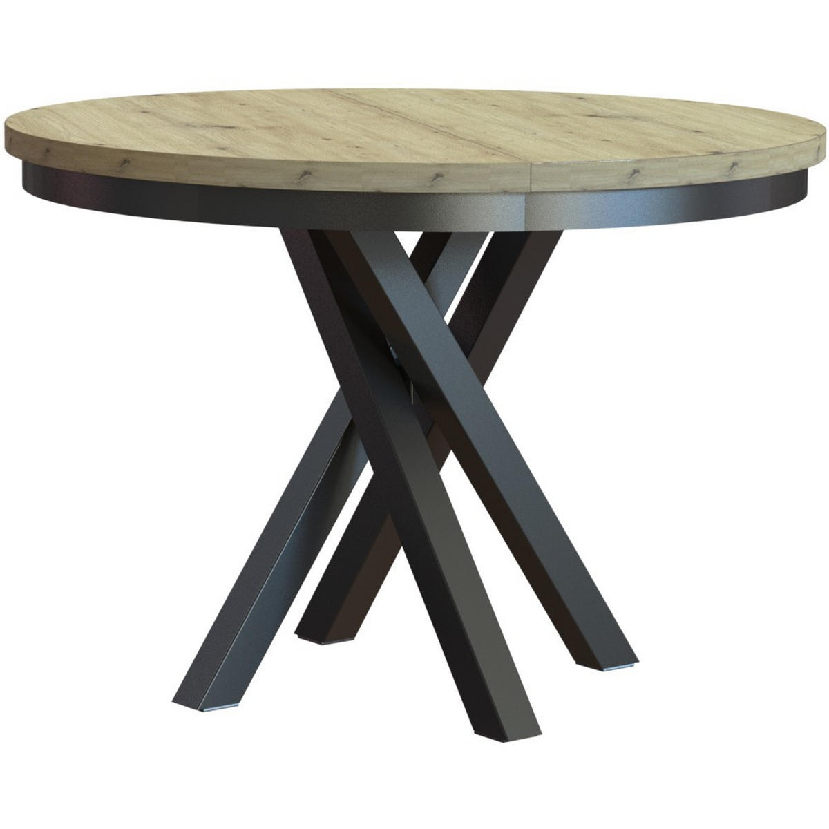 ESSTISCH Kris, Runder, mit Metallbeinen, eiche Artisan+Schwarz - Schwarz/Eiche Artisan, Holzwerkstoff/Metall (100/100/77cm) - Beautysofa