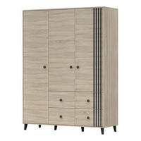 DREHTÜRENSCHRANK - FORTEN 3D4S (Sonoma + Schwarz) - Sonoma Eiche, Holzwerkstoff/Metall (150/201/55cm) - Möblo