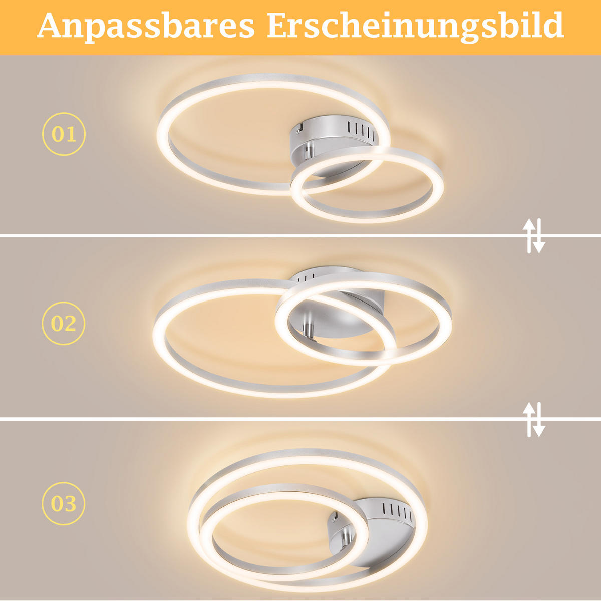 LED DECKENLEUCHTE Sorenne 40.5/30/6.7 cm - Silberfarben, Kunststoff (40.5/30/6.7cm) - ZMH