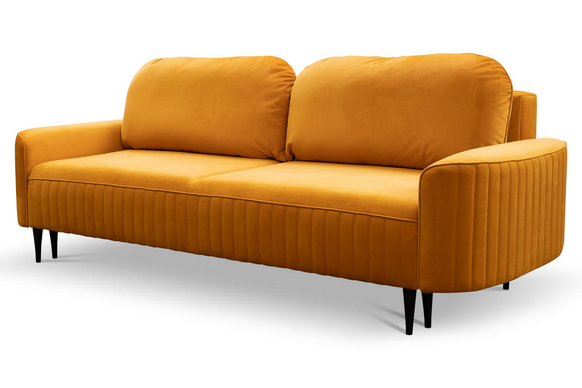 BETTSOFA FILO Orange Velours-Stoff mit Schlaffunktion - Orange, Holz (244/92/102cm) - MASSENO