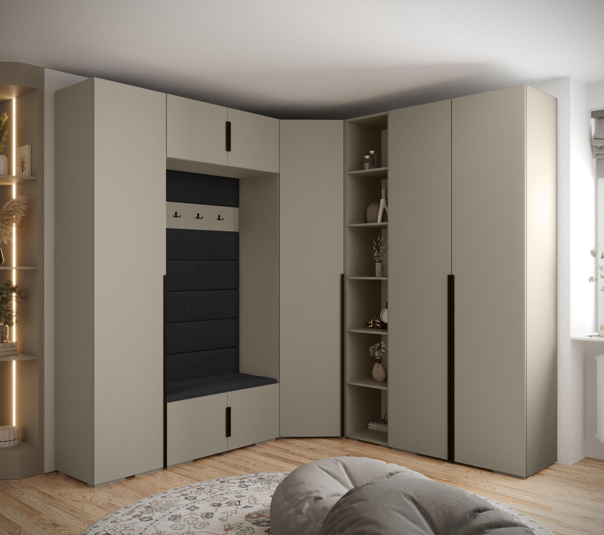 GARDEROBEN-SET 236,7/231,7/47 - Kaschmir/Schwarz, Holz/Metall (181.7/236.7/47cm) - Abiks Möbel