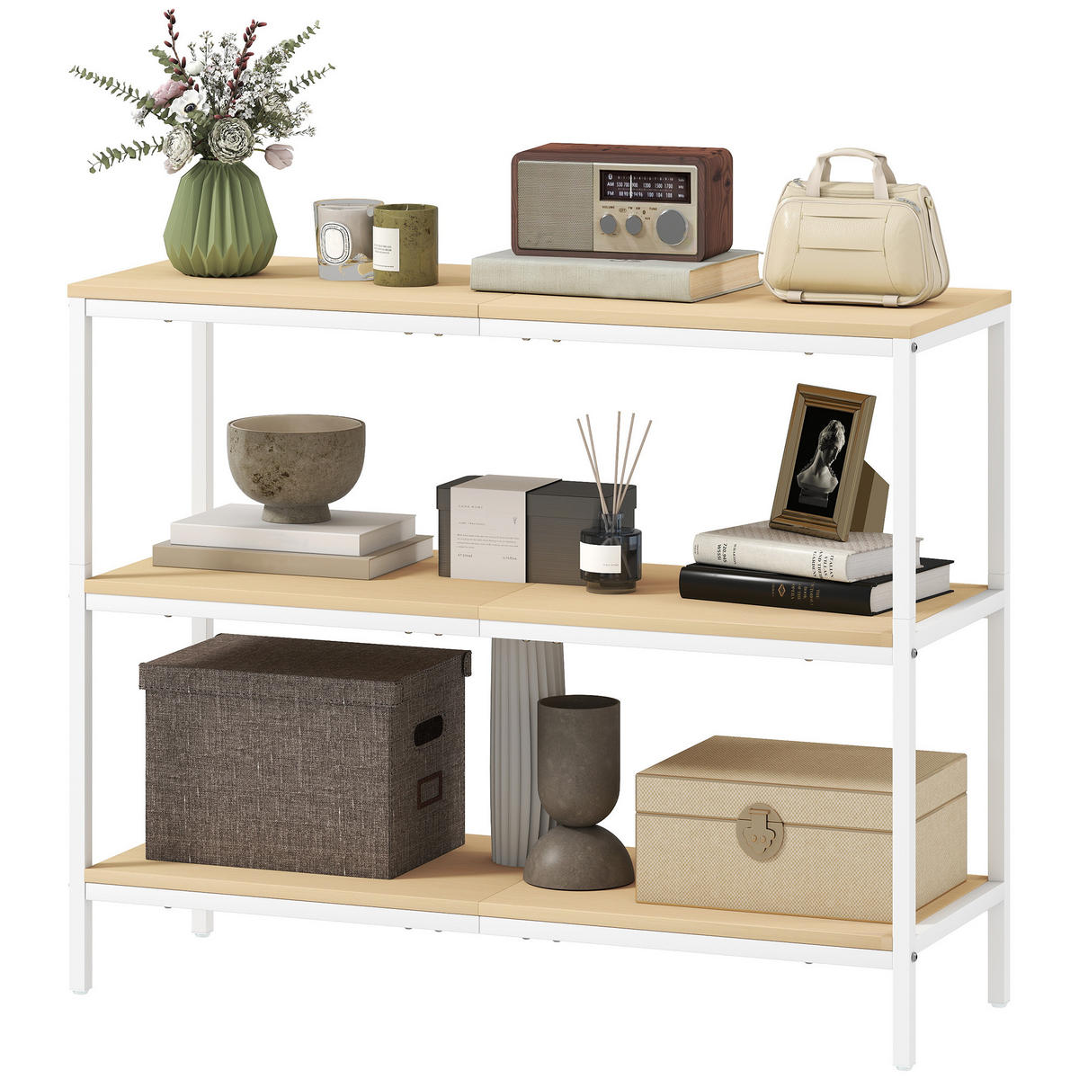 KONSOLENTISCH Naturholz Melamin in Holzoptik Metall 1 Stück - Beige, Metall (101/35/80cm) - GiPP