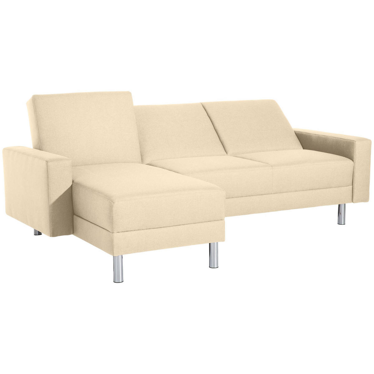 FUNKTIONSSOFA mit Hocker Katryna Flachgewebe beige - Beige, Kunststoff (144/92/230cm) - 58aufmkessel