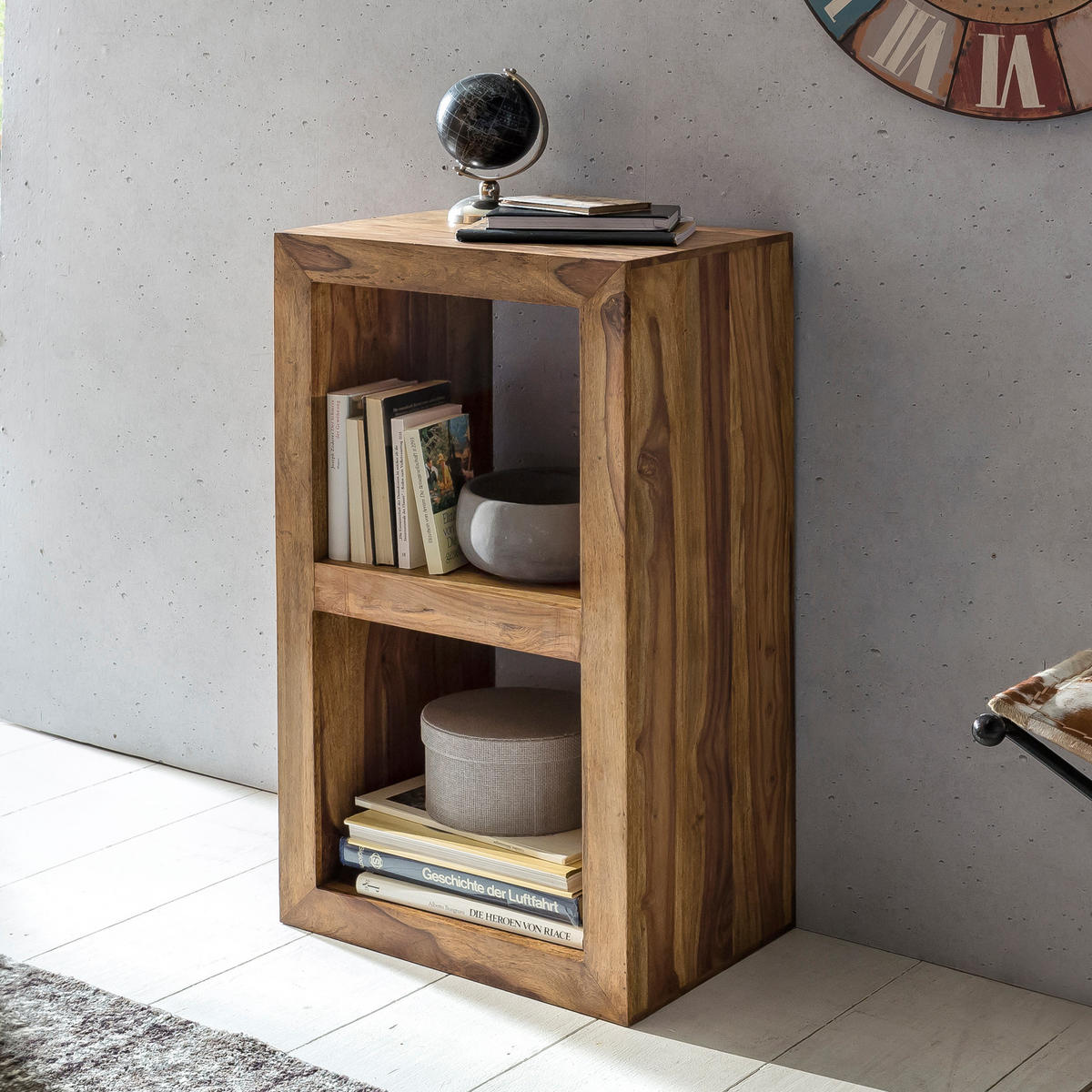 REGAL Massivholz Akazie Rustikal Handgefertigt, Braun 50x35x88 cm - Braun, Holz (50/88/35cm) - KADIMA DESIGN