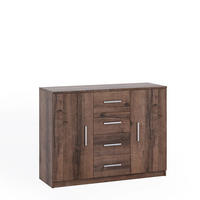 KOMMODE Tamiza 120 cm 4-Schubladen und 2-Türen - Silberfarben/Braun, Holzwerkstoff/Kunststoff (120/90/40cm) - Ravio