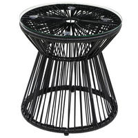 LOUNGETISCH 40/40/42 cm schwarz aus Rattan mit Glasplatte - Schwarz, Metall (40/40/42cm) - OKWISH