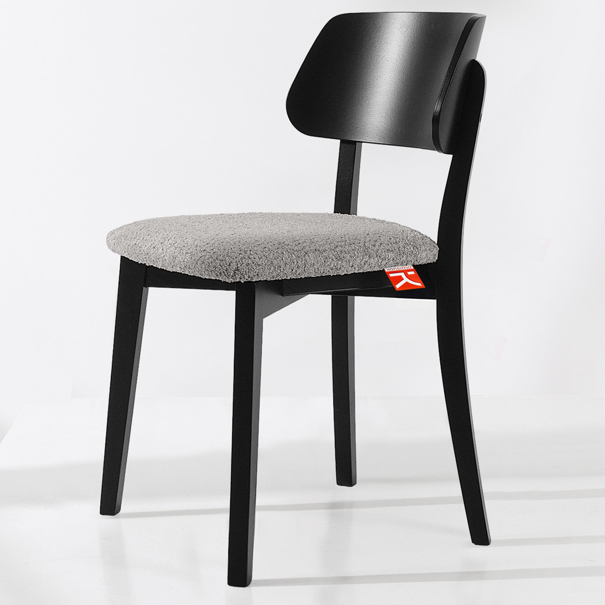 HOLZSTUHL VINIS Esszimmerstuhl, 2-er Set, Bouclé - Schwarz/Grau, Holz/Textil (47/80.5/45cm) - KONSIMO®