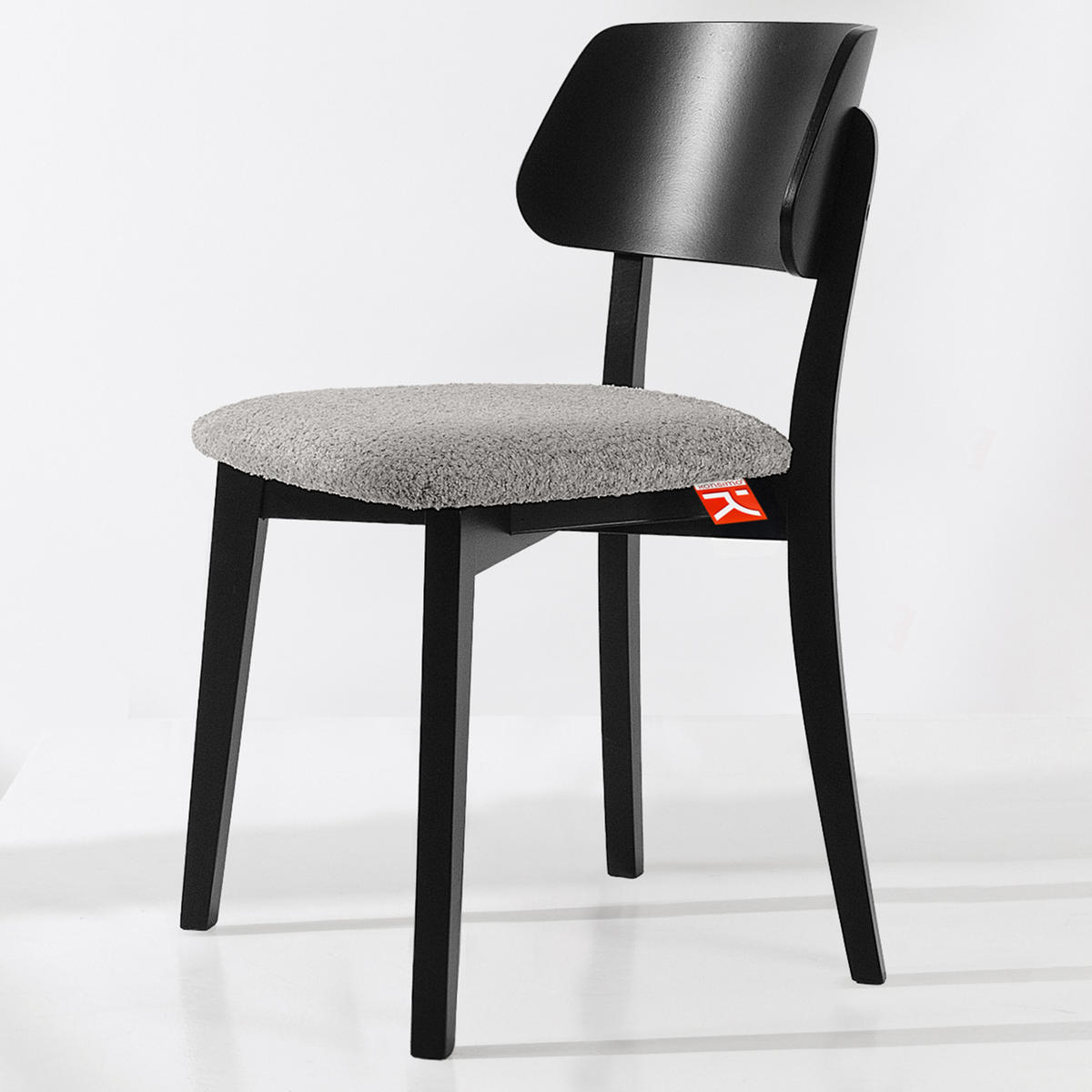 HOLZSTUHL VINIS Esszimmerstuhl, 2-er Set, Bouclé - Schwarz/Grau, Holz/Textil (47/80.5/45cm) - KONSIMO®