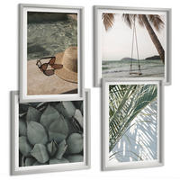 BILDER SET 4er Set - 50x50 cm & 40x60 cm Silberner Rahmen - Tropische Pflanzen für den Urlaub - Silberfarben, Kunststoff (50/50cm) - TULUP
