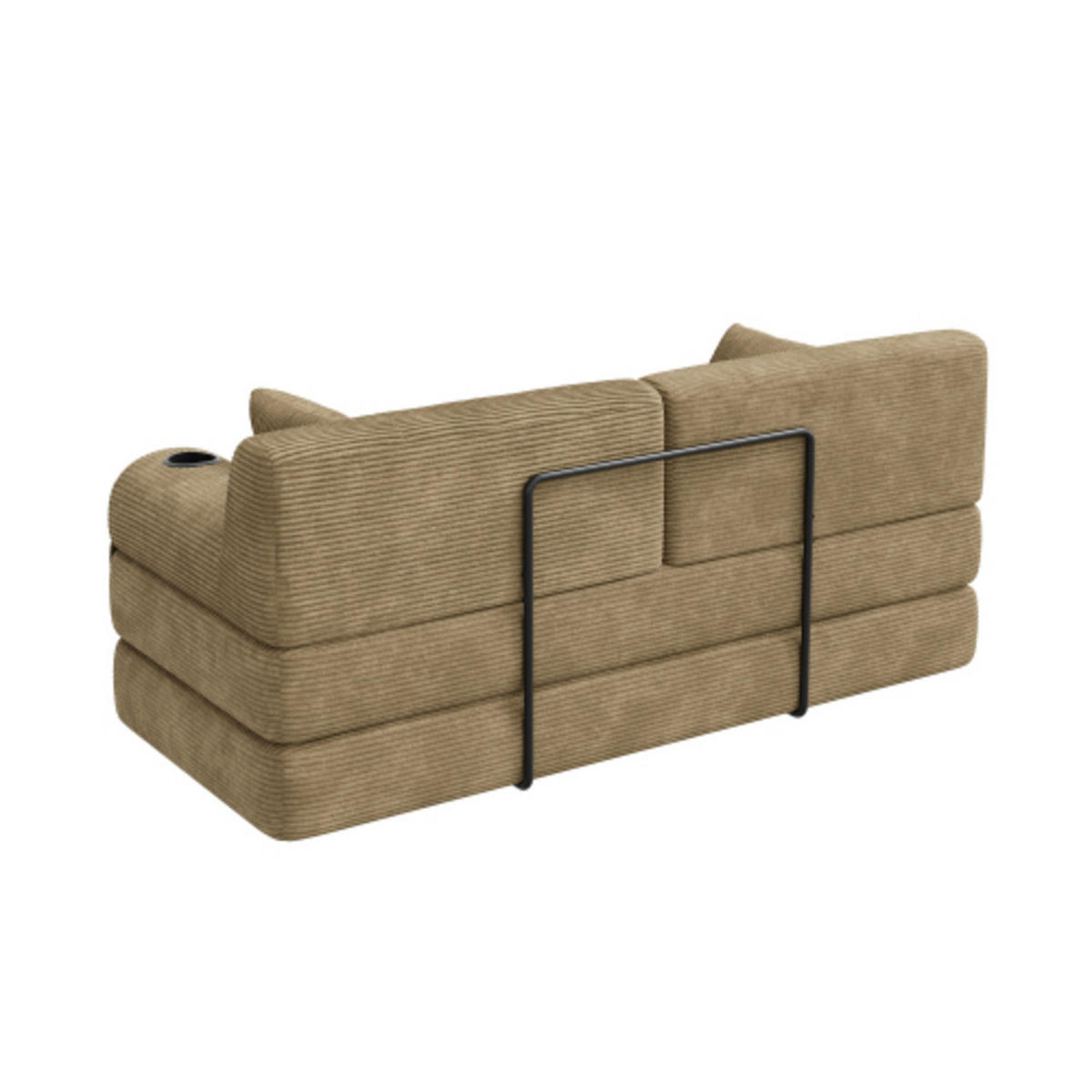 SCHLAFSOFA mit Metallrahmen hellbraun 168×80×81 cm aus Cordstoff - Hellbraun, Textil (80/81/168cm) - Luhomfu