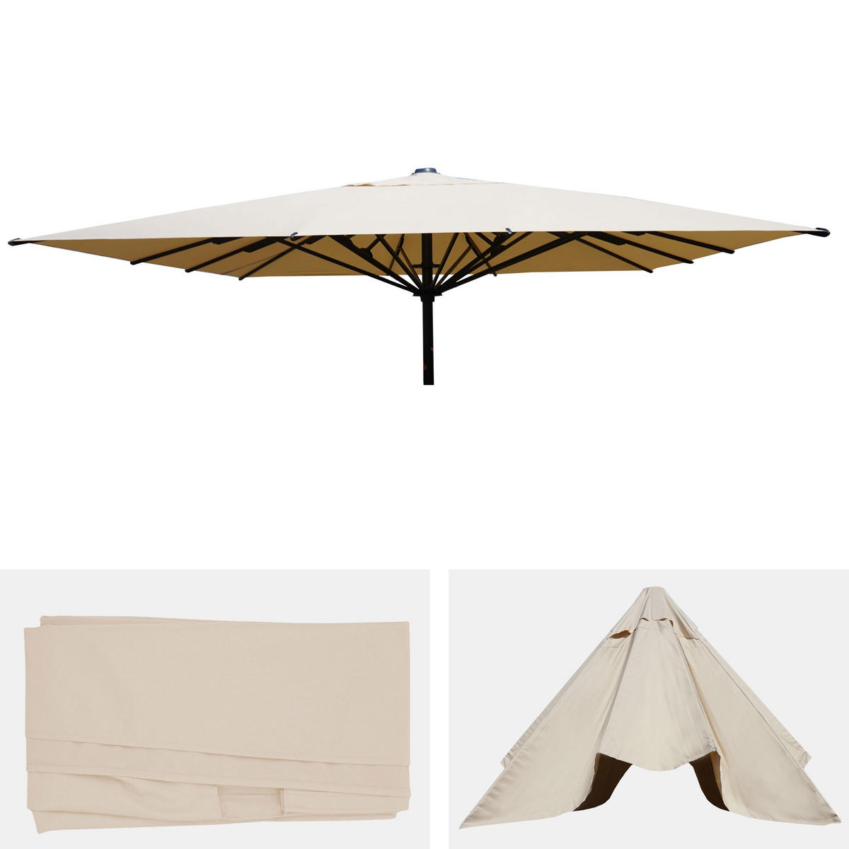 ERSATZ-BEZUG SONNENSCHIRM Cremeweiß - Weiß, Textil (490/490cm) - MCW