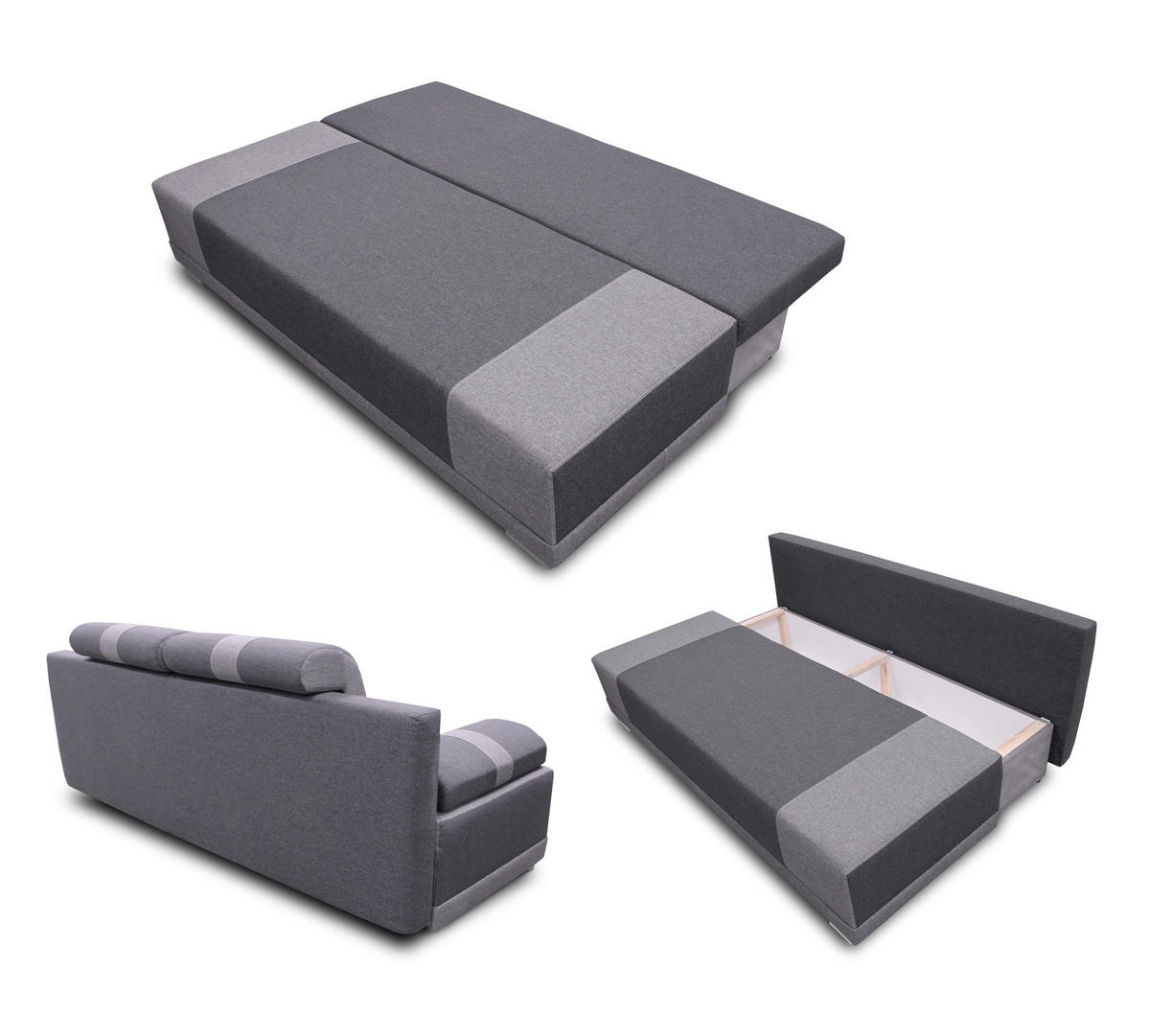 SCHLAFSOFA Imola - Silberfarben/Grau, Holz/Kunststoff (195/87/85cm)