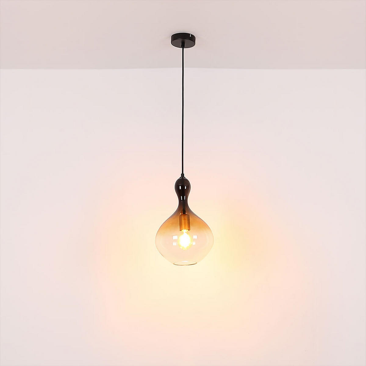 LED HÄNGELEUCHTE Metall Schwarz-Gold - Schwarz, Glas (23/23/120cm) - Globo Lighting