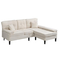 ECKSOFA 195/149/86 cm Hellbeige mit bewegliche Fußbank - Sandfarben, Textil (195/149cm) - Oxeza