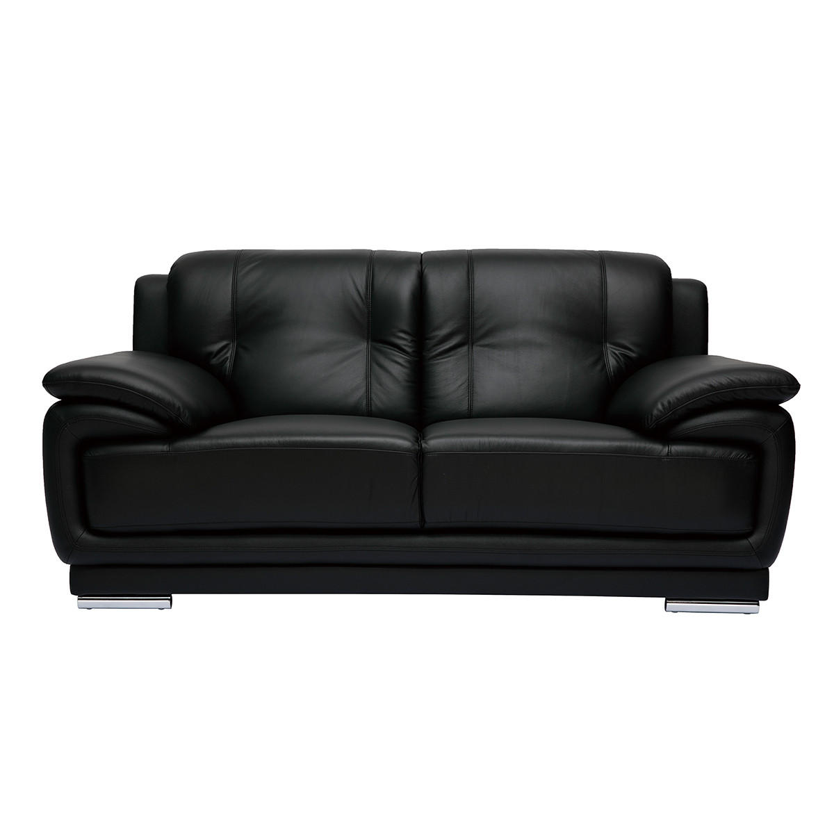 LEDERSOFA TAMARA 2-Sitzer Büffelleder schwarz Design - Schwarz, Leder (94/89/177cm) - Miliboo