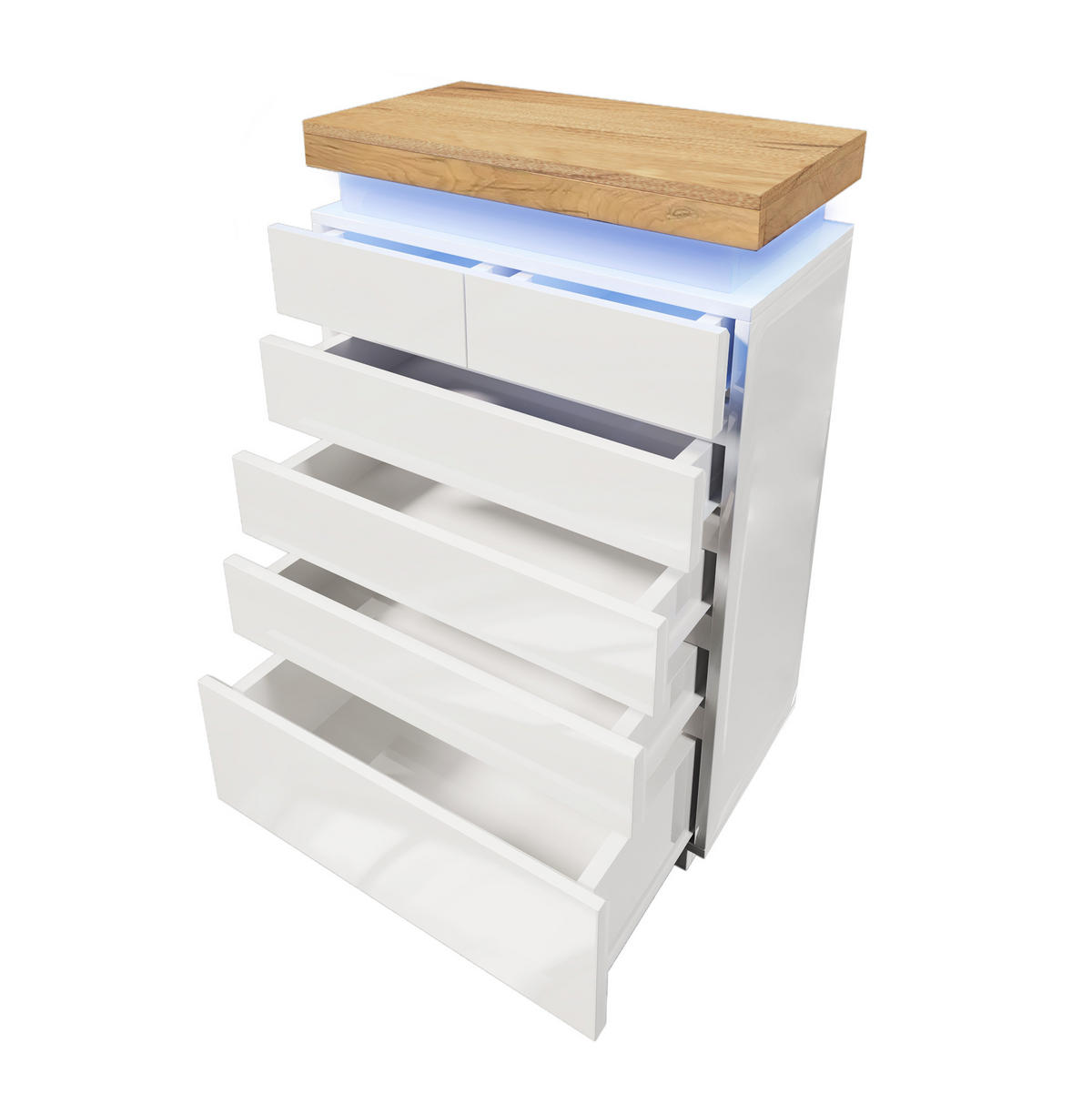 SIDEBOARD 73/115/39 cm Weiß aus Spanplatte und MDF mit LED-Beleuchtung - Weiß, Holzwerkstoff (39/115/73cm) - OKMYHOME