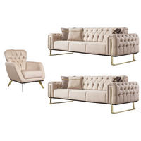 SITZGARNITUR Nova Beige Stellvariante:2+2+1 - Beige, Holz (190/78/95cm) - Villa Möbel