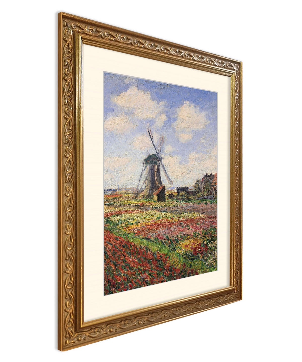 BILD gerahmt 53x63 cm Claude Monet "Tulip Field with Windmill" - Gelb, Holz (53/63cm) - artissimo