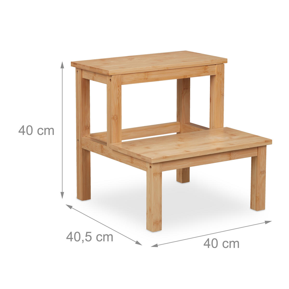 TRITTHOCKER - Hellbraun, Holz (40/40/40.5cm) - Relaxdays