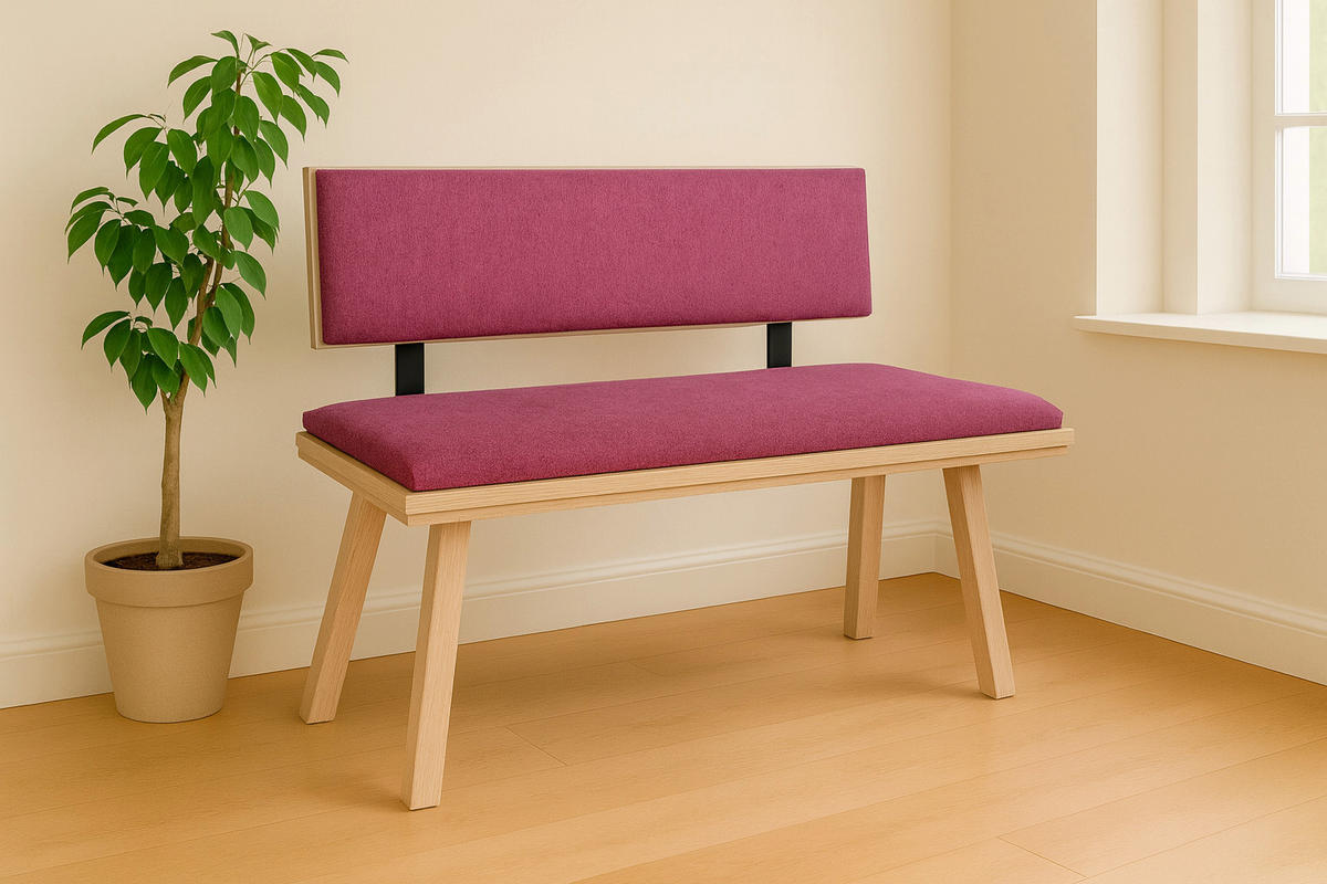 SITZBANK Die Zeitlose - Eichefarben/Violett, Holz/Textil (48/89/125cm) - Kundler Home