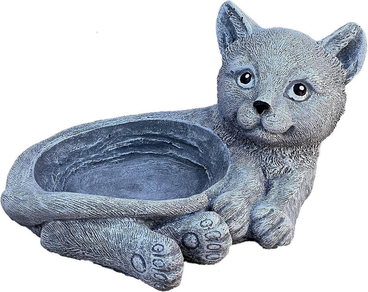 STEINFIGUR Tränke Napf Katze Steinguss frostfest wetterfest - Grau, Stein (20/9/16cm) - stoneandstyle