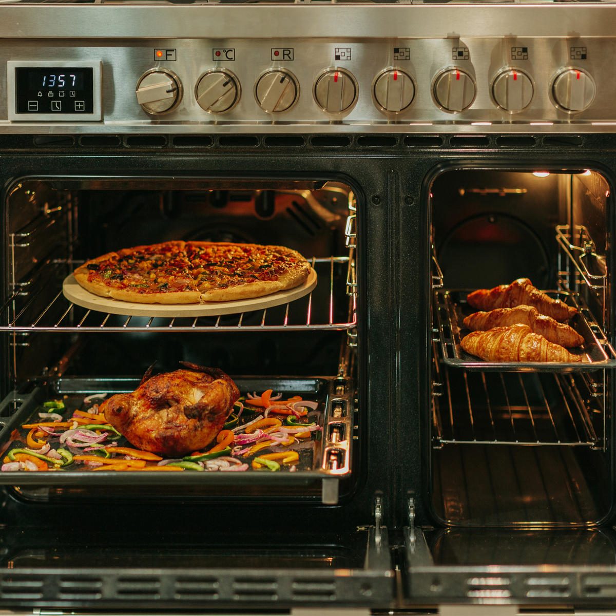 GAS-ELEKTRO-STANDHERD HGE 93201 R Edelstahl - Edelstahlfarben, Metall (90/90/60cm) - Kaiser Küchengeräte