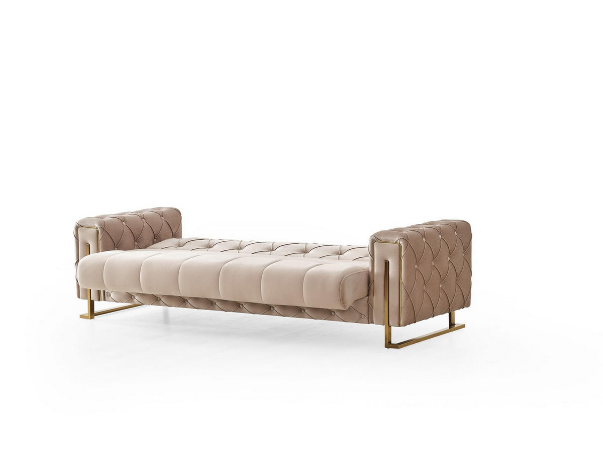 SITZGARNITUR Shimla, Beige Stellvariante 3+2+1 - Beige, Holzwerkstoff/Metall (220/80/100cm)