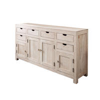 SIDEBOARD Akazie 180x45x95 white stone getüncht NATURE WHITE #84 - Beige, Holz (180/95/45cm) - Massivmoebel24