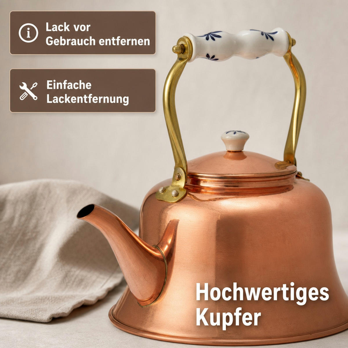 WASSERKESSEL - Kupferfarben, Metall (20cm) - ich-zapfe