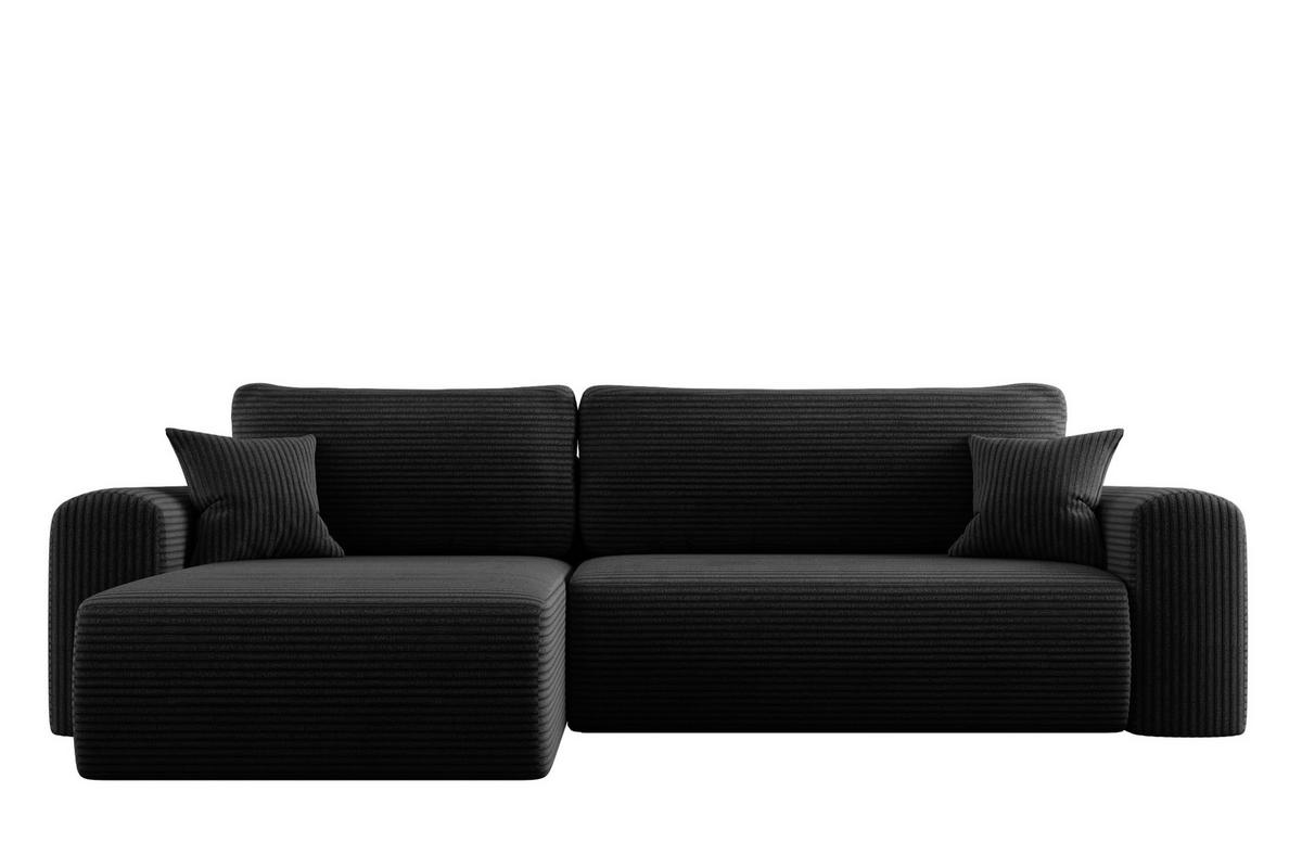 ECKSOFA Mit Schlaffunktion und Stauraum für Bettzeug Capri Stoff Poso Schwarz Links - Schwarz, Holz/Textil (145/272cm) - Kaiser Möbel