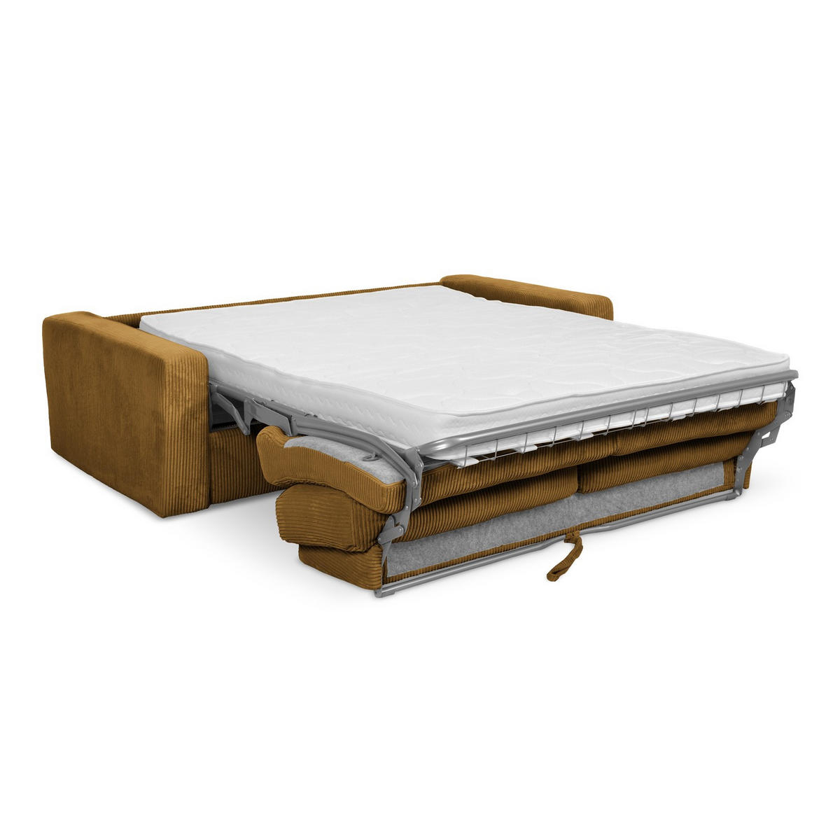 3-SITZER SOFA mit Schlaffunktion Cord Stoff Gelb - Currygelb/Gelb, Kunststoff/Textil (195/80/100cm) - LaMiaSofa