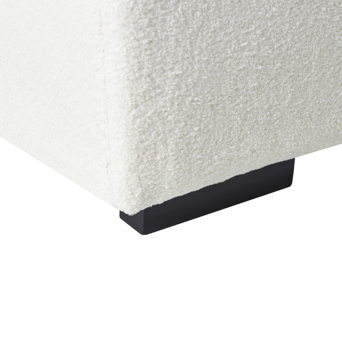 OTTOMANE Bouclé Weiß Lungo - Weiß, Textil (80/35/80cm) - Beliani