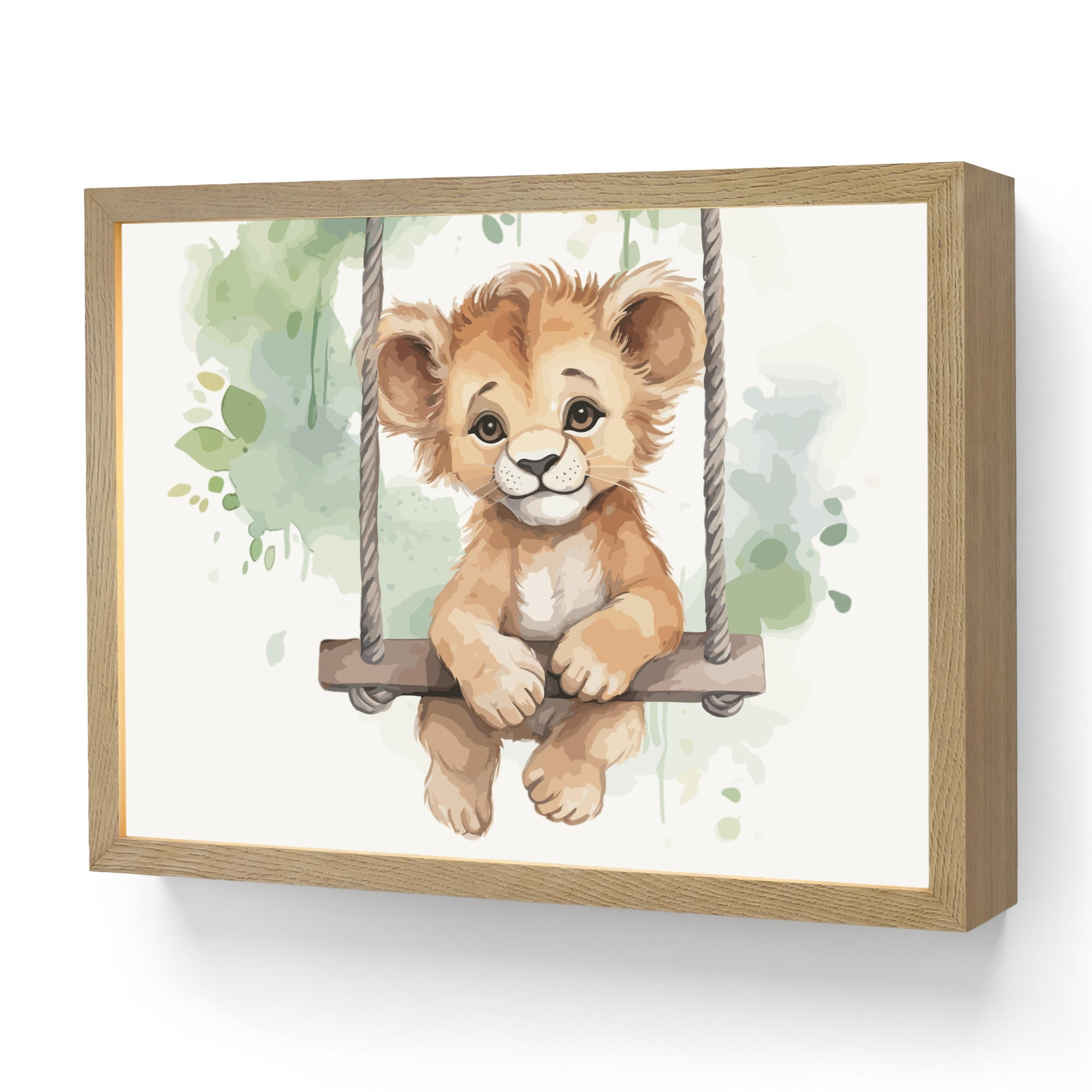 NACHTTISCHLAMPE MIT AKKU Löwe - Tier - Kinder - Dschungel 40x30 cm - Weiß, Holzwerkstoff (8/40/30cm) - OnlyWow