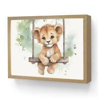 NACHTTISCHLAMPE MIT AKKU Löwe - Tier - Kinder - Dschungel 40x30 cm - Weiß, Holzwerkstoff (8/40/30cm) - OnlyWow