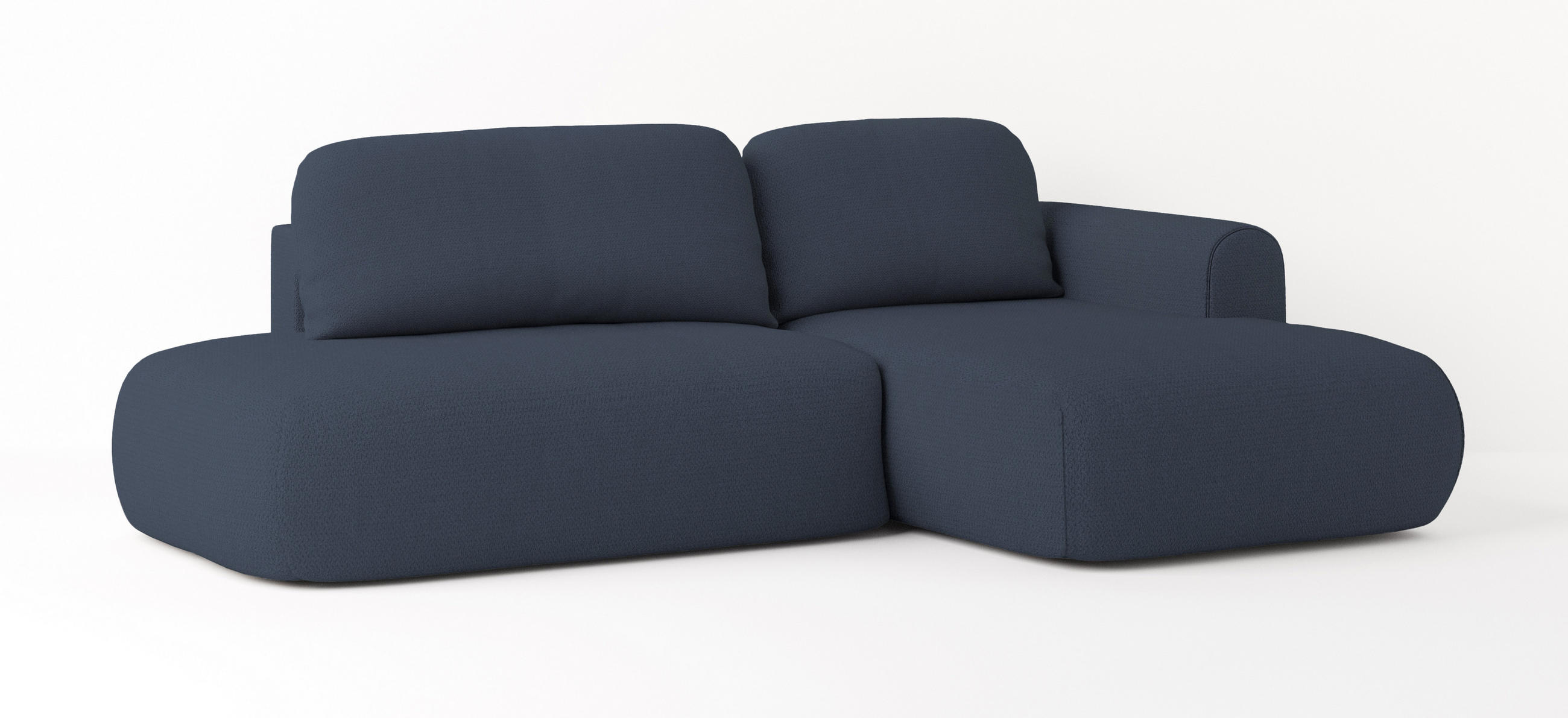 ECKSOFA NUVIRA R-S Blau Geflochtener Stoff mit Schlaffunktion - Blau, Holz (274/165cm) - MASSENO