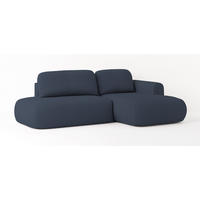 ECKSOFA NUVIRA R-S Blau Geflochtener Stoff mit Schlaffunktion - Blau, Holz (274/165cm) - MASSENO