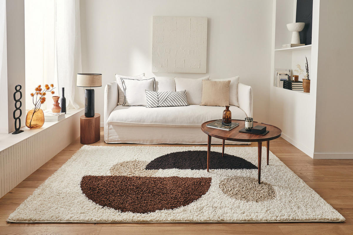 TEPPICH shaggy mit geometrischem Muster in Braun Palerme 80x140 cm - Braun, Textil (80/140cm) - Nazar Rugs