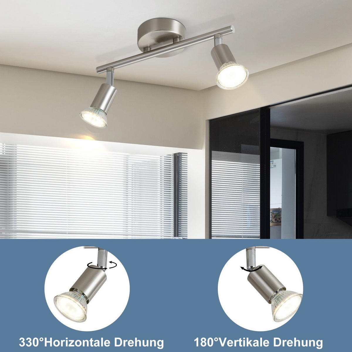 DECKENSTRAHLER Grüner 25/8/13cm - Silberfarben, Metall (25/8/13cm) - ZMH