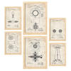 POSTER Set Mit 6 Plakaten Mit Strom 2 Patenten Im Vintage Stil A3 & A4 Rahmen Aus Hellem Holz - Beige, Papier (29/3cm) - Nacnic
