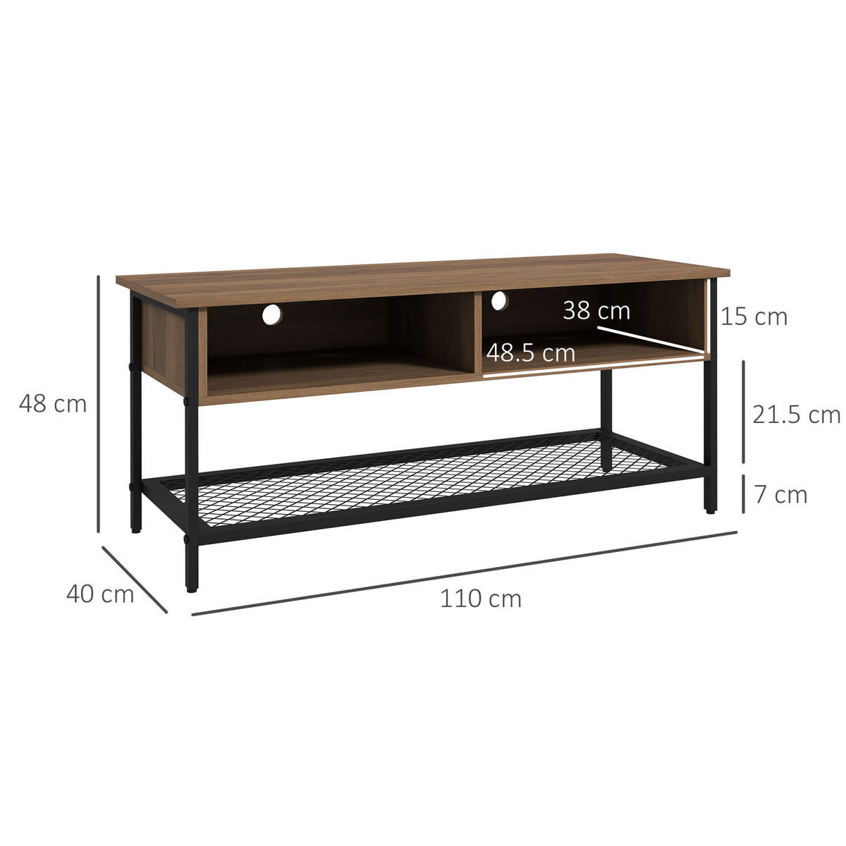 TV-MÖBEL Braun 1 Stück - Braun, Holzwerkstoff (110/48/40cm) - GiPP