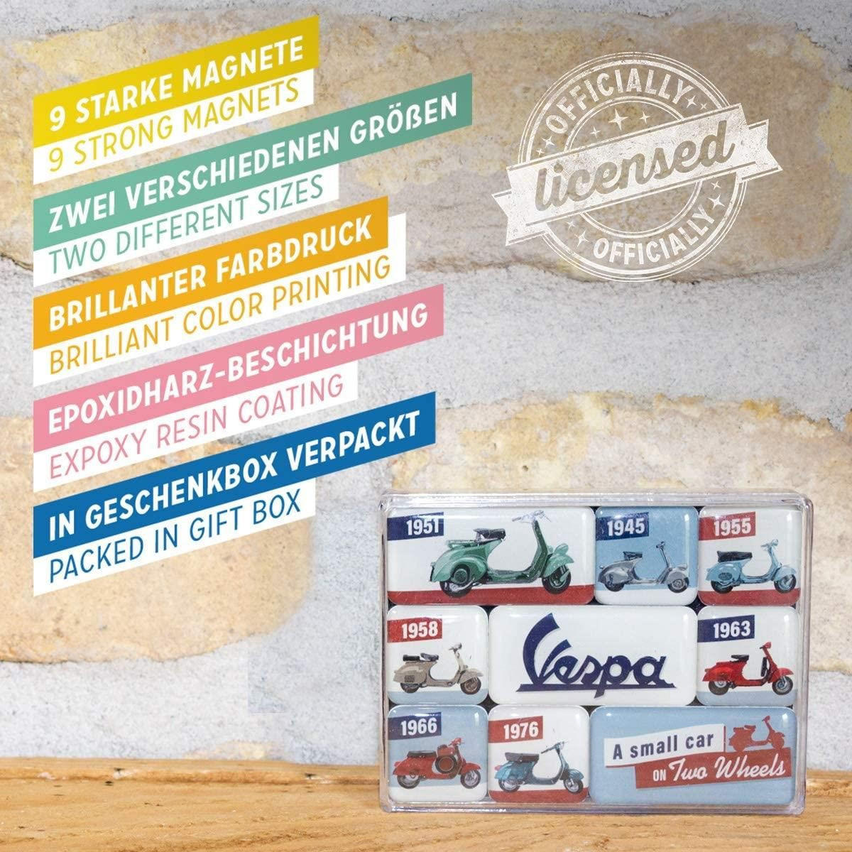 MAGNETSET 9-teilig Vespa Model Chart - Multicolor, Metall (9/7/2cm) - Nostalgic-Art